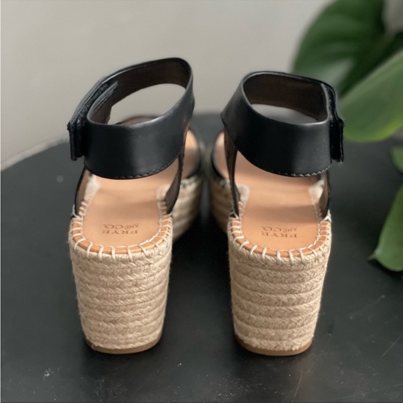 Frye & Co Amber Espadrille Wedge Platform Sandals Wedge Ankle Strap Black - Picture 7 of 11